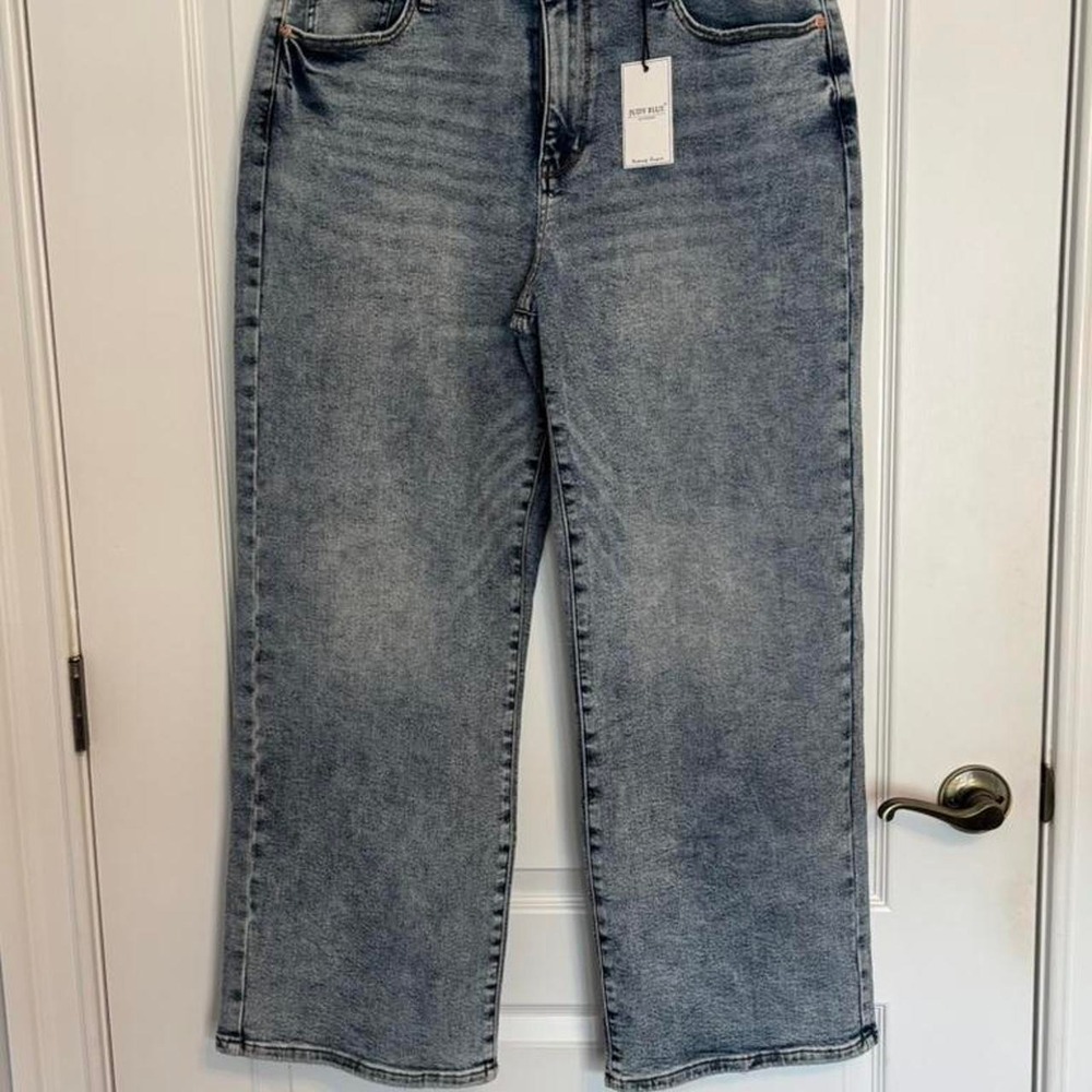 Judy Blue Baggy High Waist Wide-Leg‎ Medium Wash Denim Jeans Blue Women's